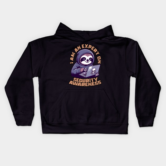 Security Awareness Hacker Sloth Kids Hoodie by MoDesigns22 